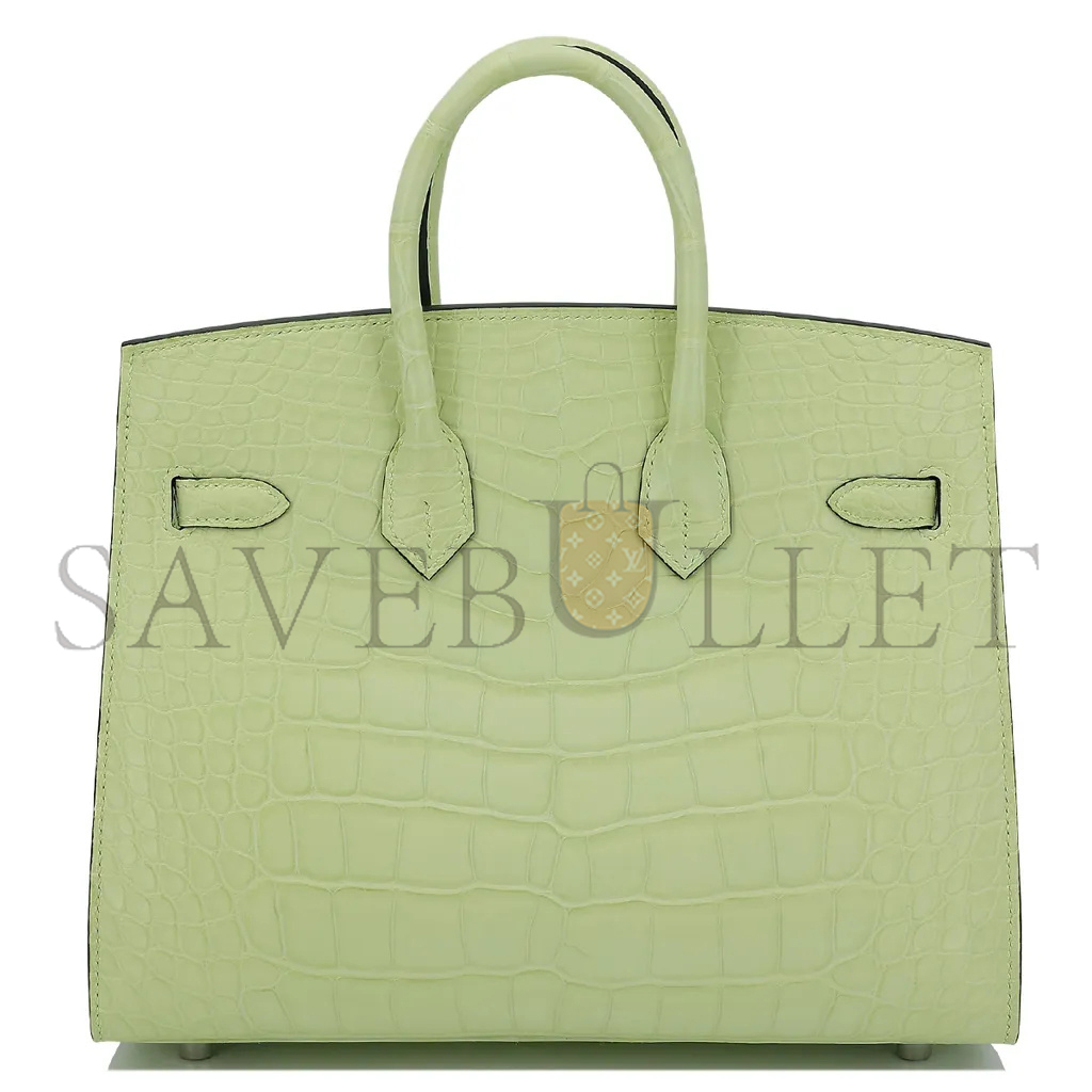 H**mes master birkin 25 crocodile leather sprout green silver buckle h041354ckp2 (25*20*13cm)